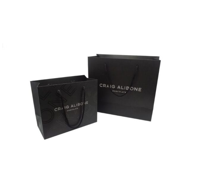 Sreen Printing Full Black Shopping Bag with Hot Foil Silver - Image 5