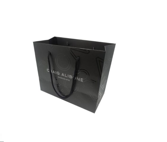 Sreen Printing Full Black Shopping Bag with Hot Foil Silver - Image 2