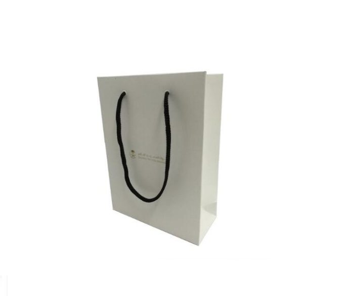 Large White Shopping Bag Gloden Logo With Matte Lamintion Finished