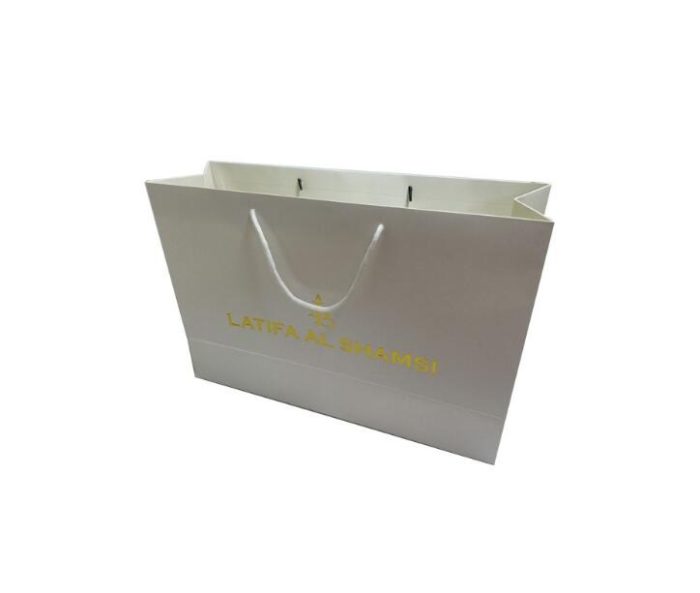 Large White Shopping Bag Gloden Logo With Matte Lamintion Finished - Image 3